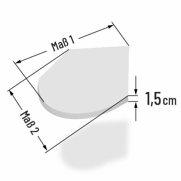 1.5cm dicke PUR Schaumstoff Sitzkissen in Sonderform