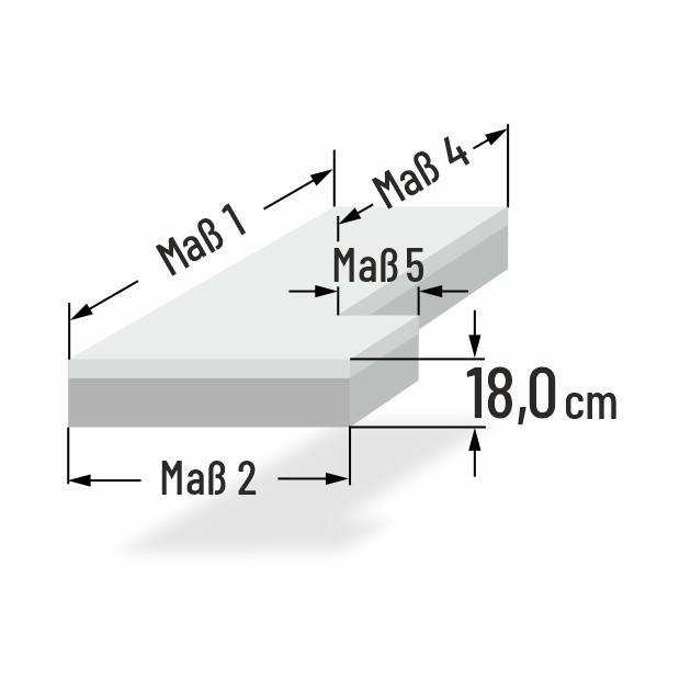 18cm dicke PUR Schaumstoff Matratze mit Ausschnitt
