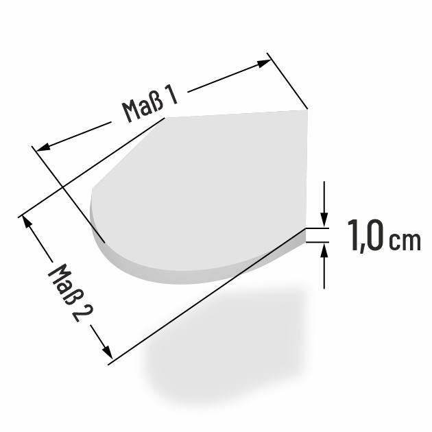 1cm dicke PUR Schaumstoff Sitzkissen in Sonderform